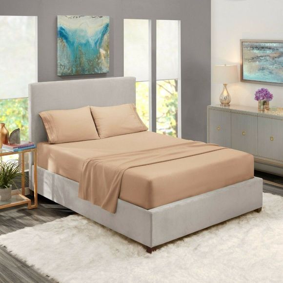 Sand Egyptian Comfort Bed Sheets 4 Piece! Sale! - Picture 1 of 3